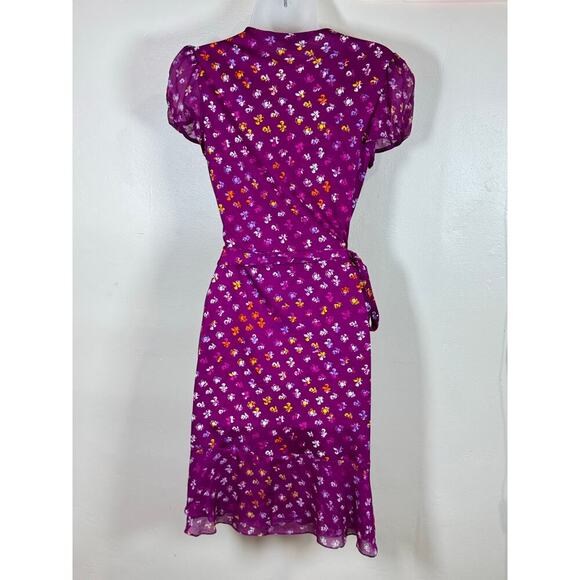 Diane Von Furstenberg Layton Silk Jersey and Chiffon Ruffle Wrap Dress Size 2 - Picture 8 of 10